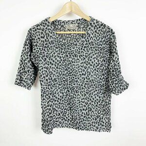 Stella Moda Animal Print Linen Shirt Short Sleeve